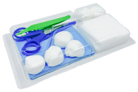 Set de pansement avec pinces, ciseaux et compresses – Carton de 5 sets