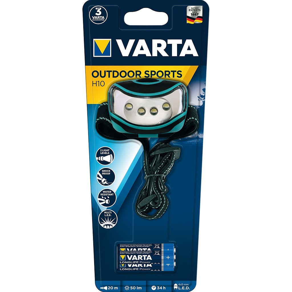 Varta A H10 hoofdlamp + batterijen