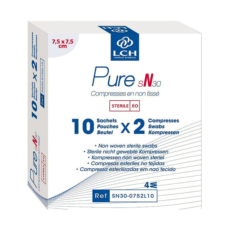 Compresses en non tissé stériles 30g LCH - 7,5x7,5cm