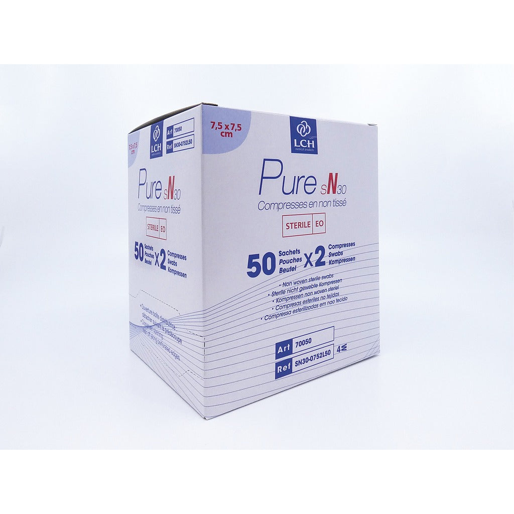 Compresses en non tissé stériles 30g LCH - 7,5x7,5cm
