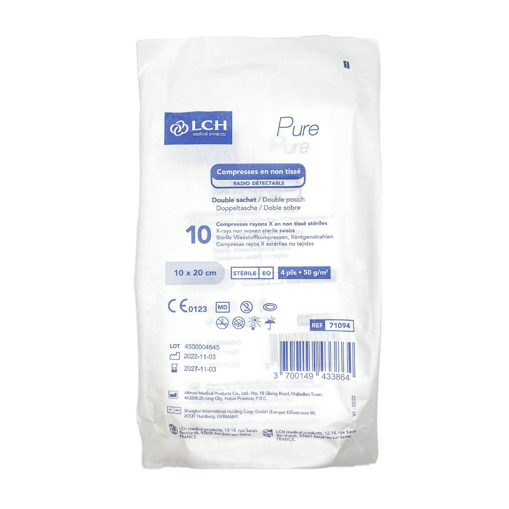 Compresses en non tissé stériles LCH 50g, radiodétectable