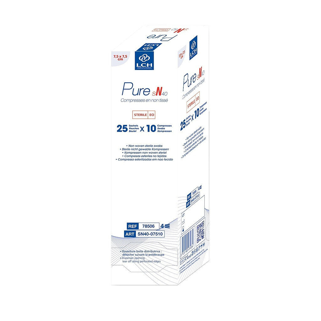 Compresses en non tissé stériles 40g LCH - 7,5x7,5cm