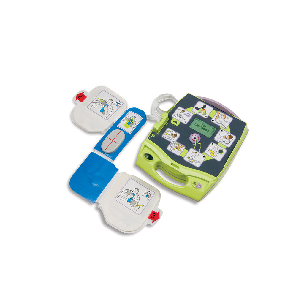 Halfautomatische AED+ defibrillator met batterijen + elektroden + tas