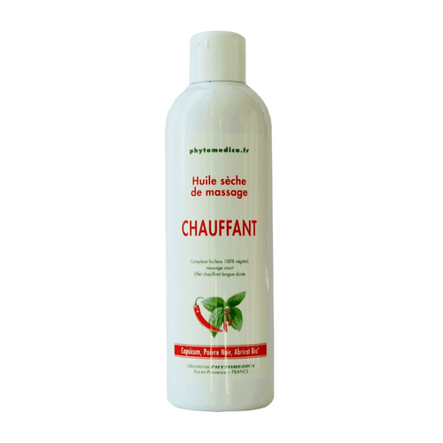 Verwarmende droge massageolie - fles van 250 ml