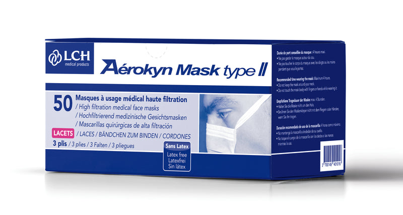 Aerokyn type II-masker met veters - Doos van 50