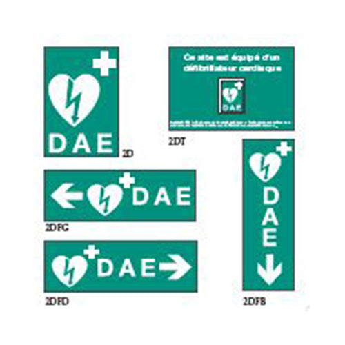 Set van 5 borden voor defibrillator