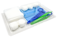 Set de pansement avec 3 pinces, compresses et boules de gaze – Carton de 5 sets