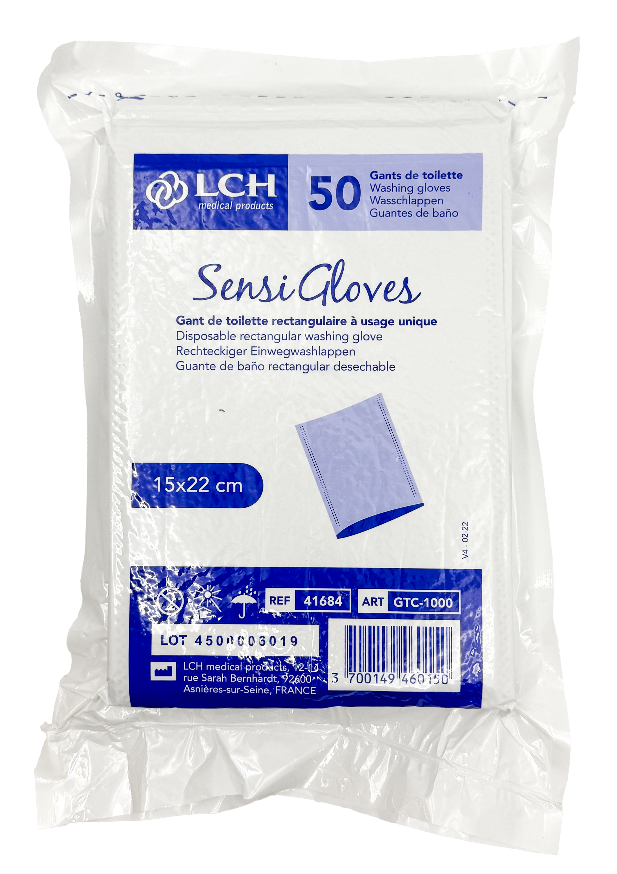 Gants de toilette non tissé Sensigloves - Boîte de 50