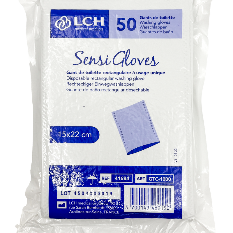 Gants de toilette non tissé Sensigloves - Boîte de 50