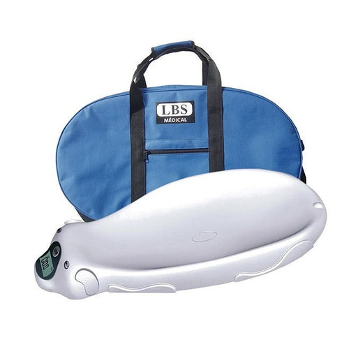 Cartoon design babyweegschaal met tas