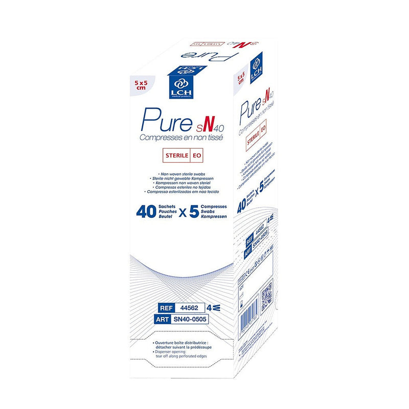 Compresses en non tissé stériles 40g LCH - 5x5cm