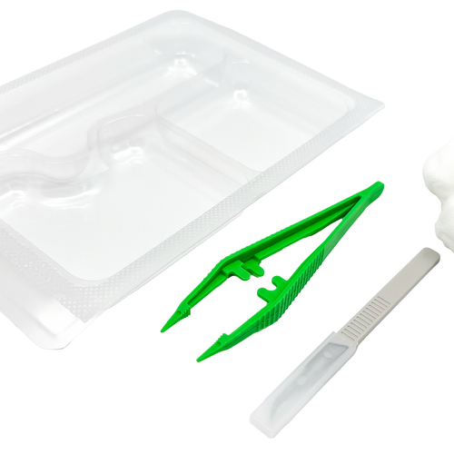 Set d’ablation de suture avec bistouri coupe-fils et pince anatomique – Carton de 5 sets