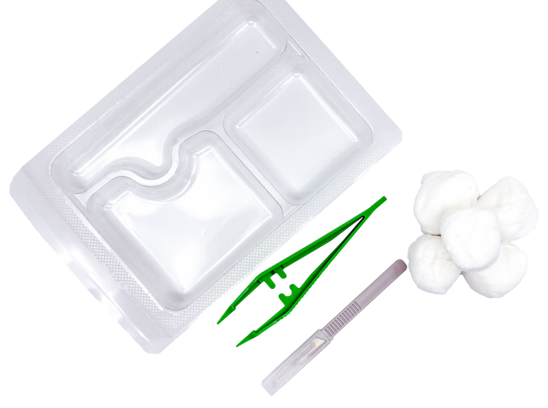 Set d’ablation de suture avec bistouri coupe-fils et pince anatomique – Carton de 5 sets