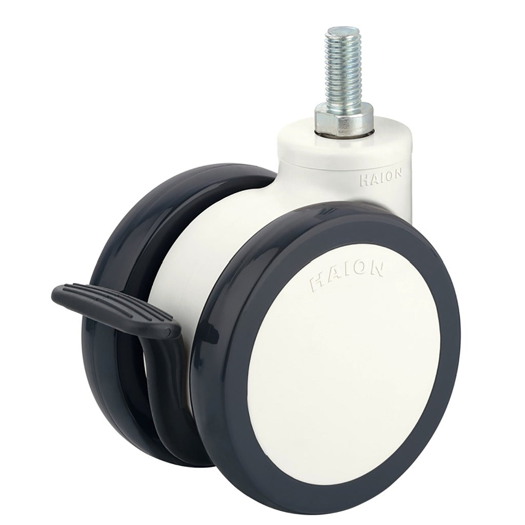 Dubbele rolwielen - met rem - diameter 75 mm