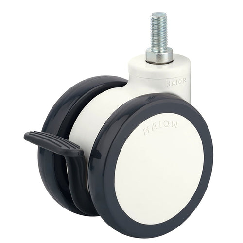 Dubbele rolwielen - met rem - diameter 75 mm
