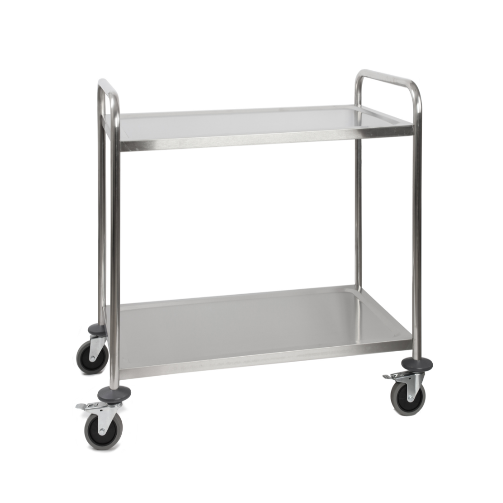ECO bijzettafel van roestvrij staal met 2 planken, 850x540 mm