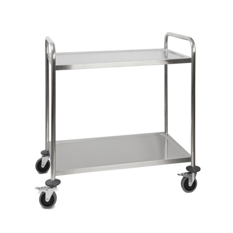 ECO bijzettafel van roestvrij staal met 2 planken, 850x540 mm