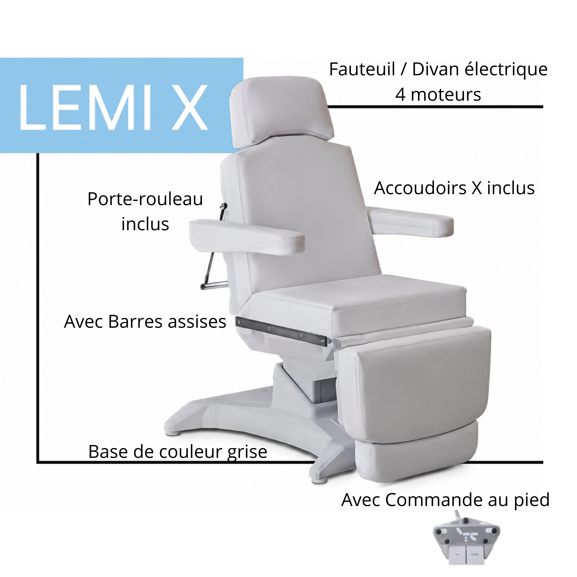 Divan d'examen électrique 4 moteurs LEMI X