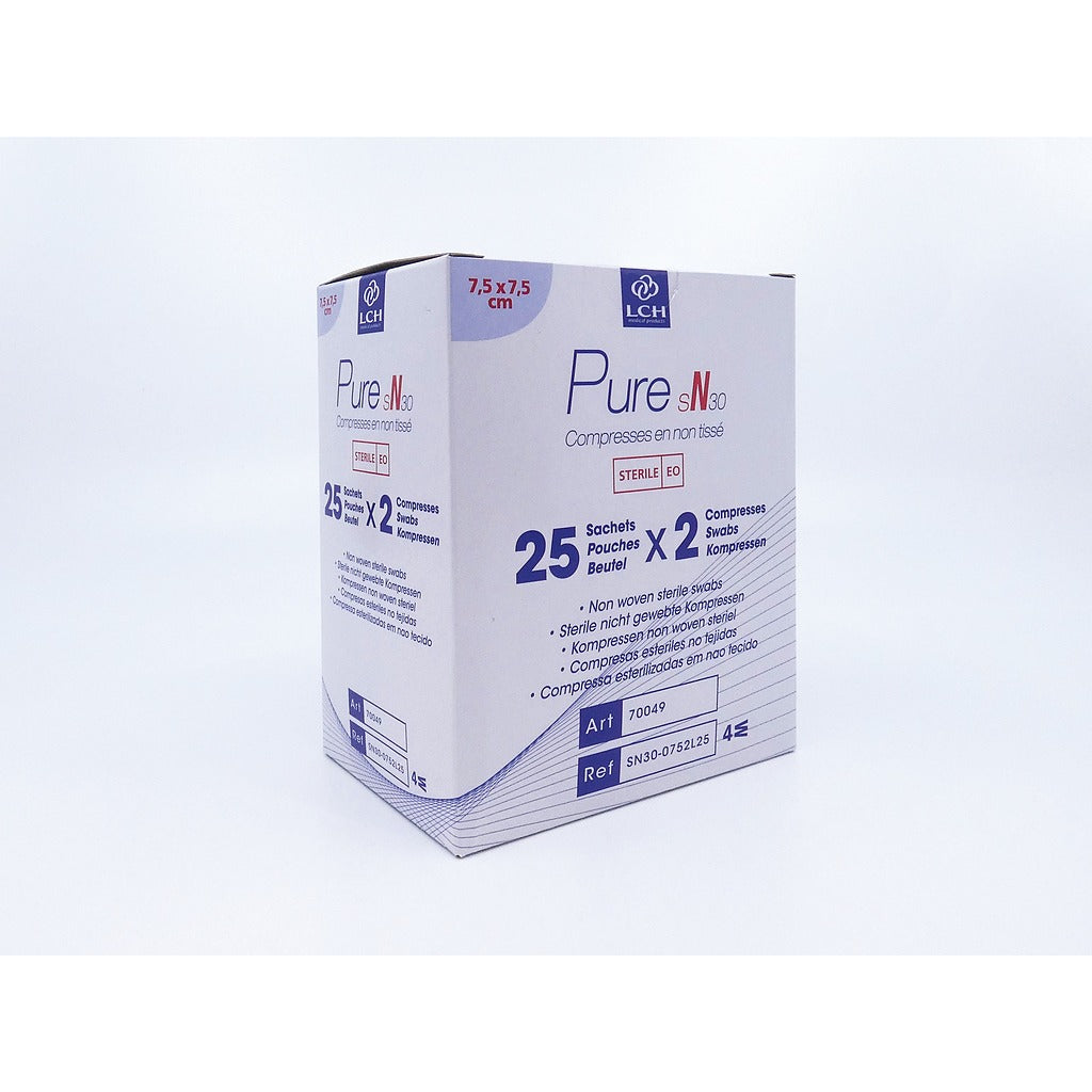 Compresses en non tissé stériles 30g LCH - 7,5x7,5cm