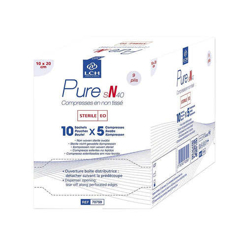 Compresses en non tissé stériles 40g LCH - 10x20cm