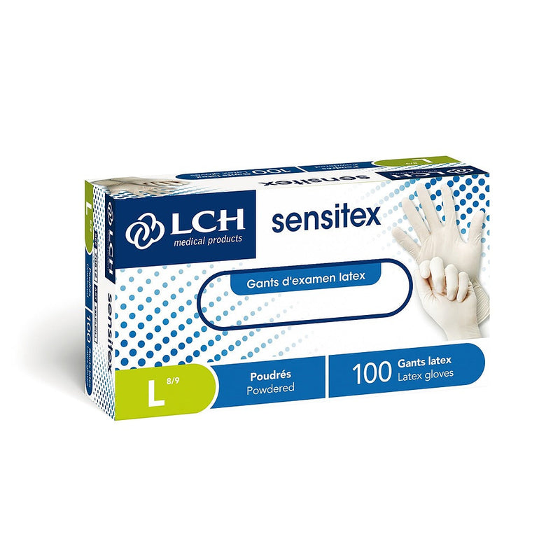 Sensitex niet-steriele gepoederde latexhandschoenen – Beige