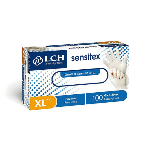 Sensitex niet-steriele gepoederde latexhandschoenen – Beige