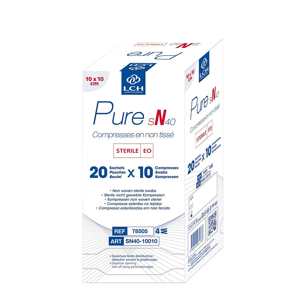 Compresses en non tissé stériles 40g LCH - 7,5x7,5cm