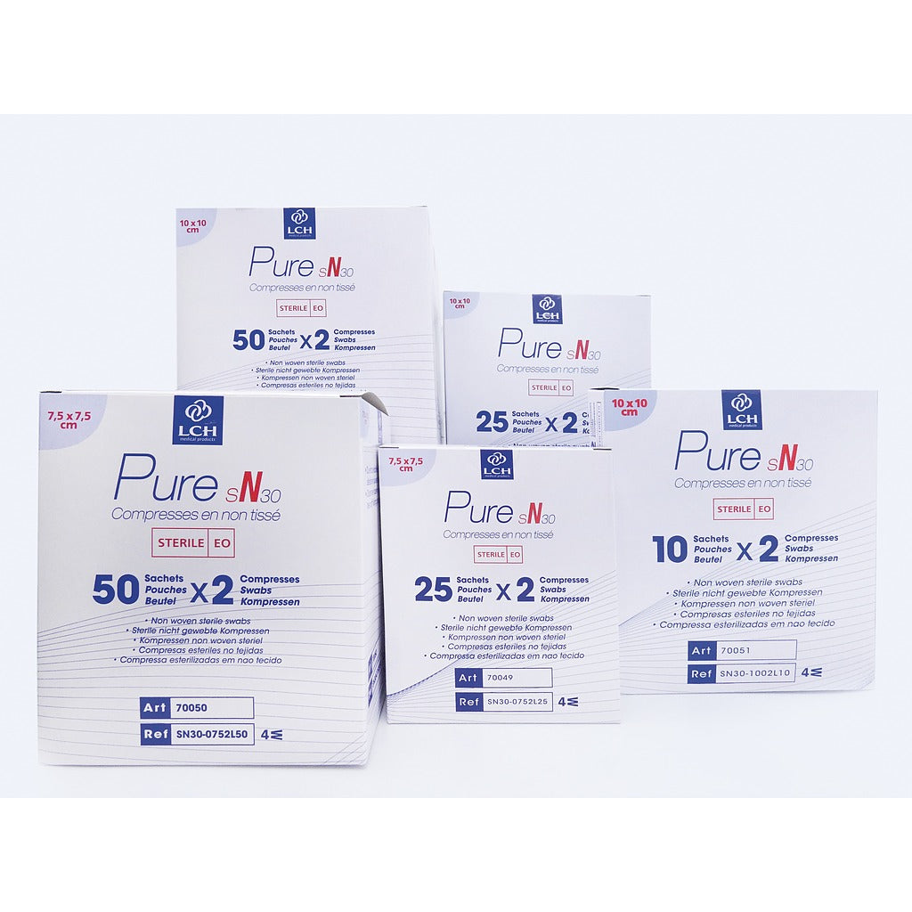 Compresses en non tissé stériles 30g LCH - 7,5x7,5cm