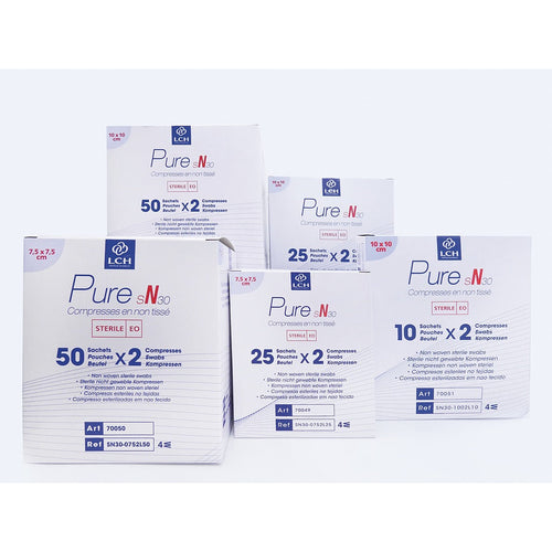 Compresses en non tissé stériles 30g LCH - 7,5x7,5cm