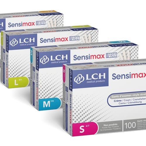 Sensimax poedervrije, elastische vinyl onderzoekshandschoenen