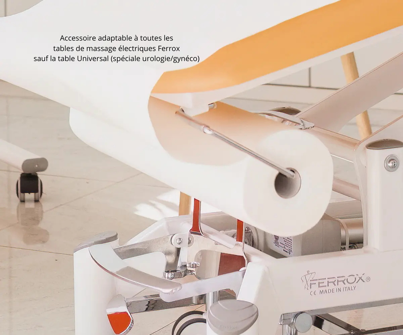 Porte rouleau pour drap d’examen adaptable aux tables de massage électriques Ferrox