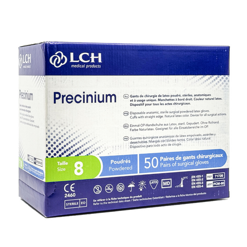 Precinium LCH steriele gepoederde latexhandschoenen - Doos met 50 paar