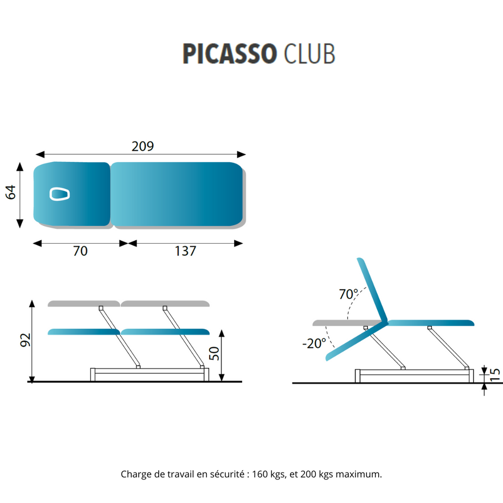 Picasso Club 2-delige elektrische massagetafel
