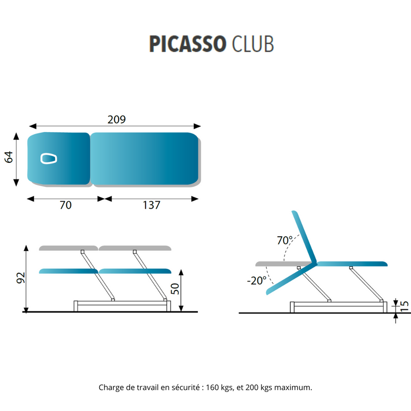 Picasso Club 2-delige elektrische massagetafel