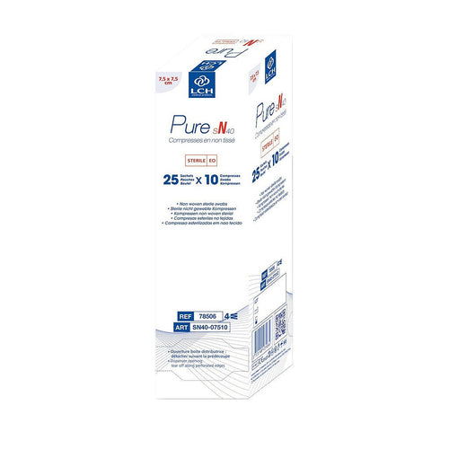 Compresses en non tissé stériles 40g LCH - 7,5x7,5cm