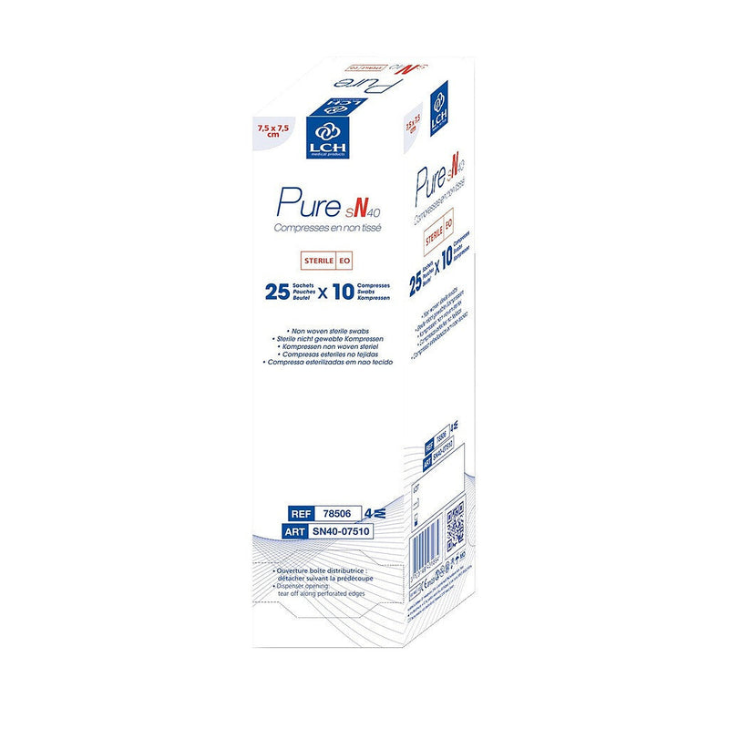 Compresses en non tissé stériles 40g LCH - 7,5x7,5cm