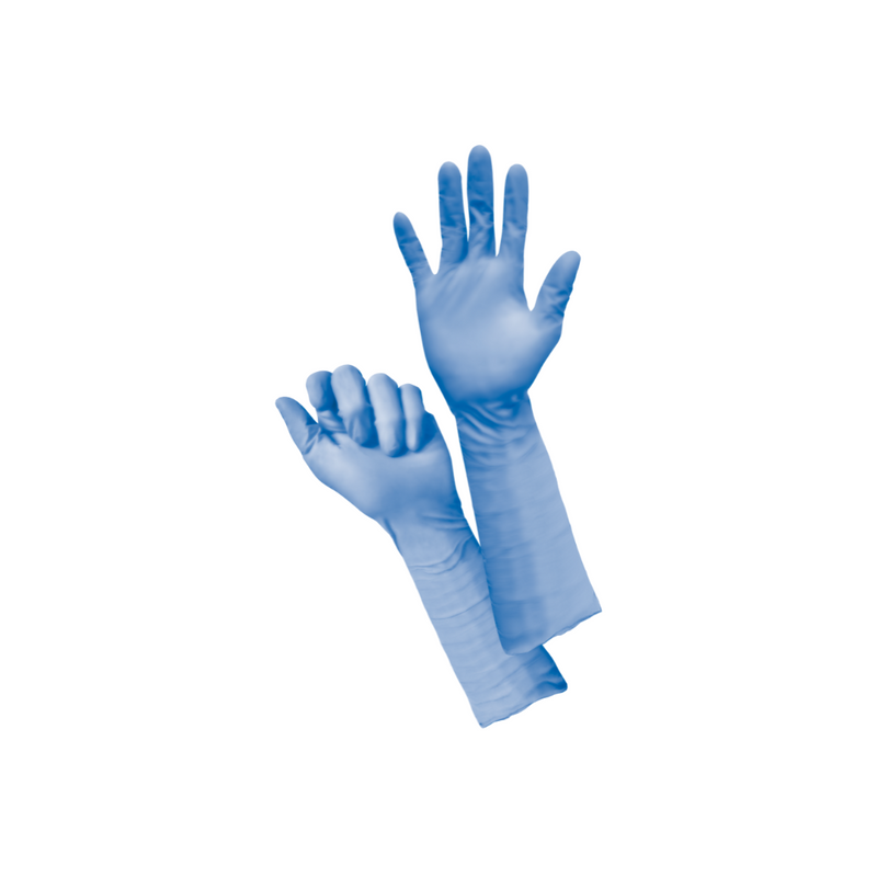 Gant d'examen Nitrile Nitriskin non poudré bleu Extra Long 40cm, boite de 50