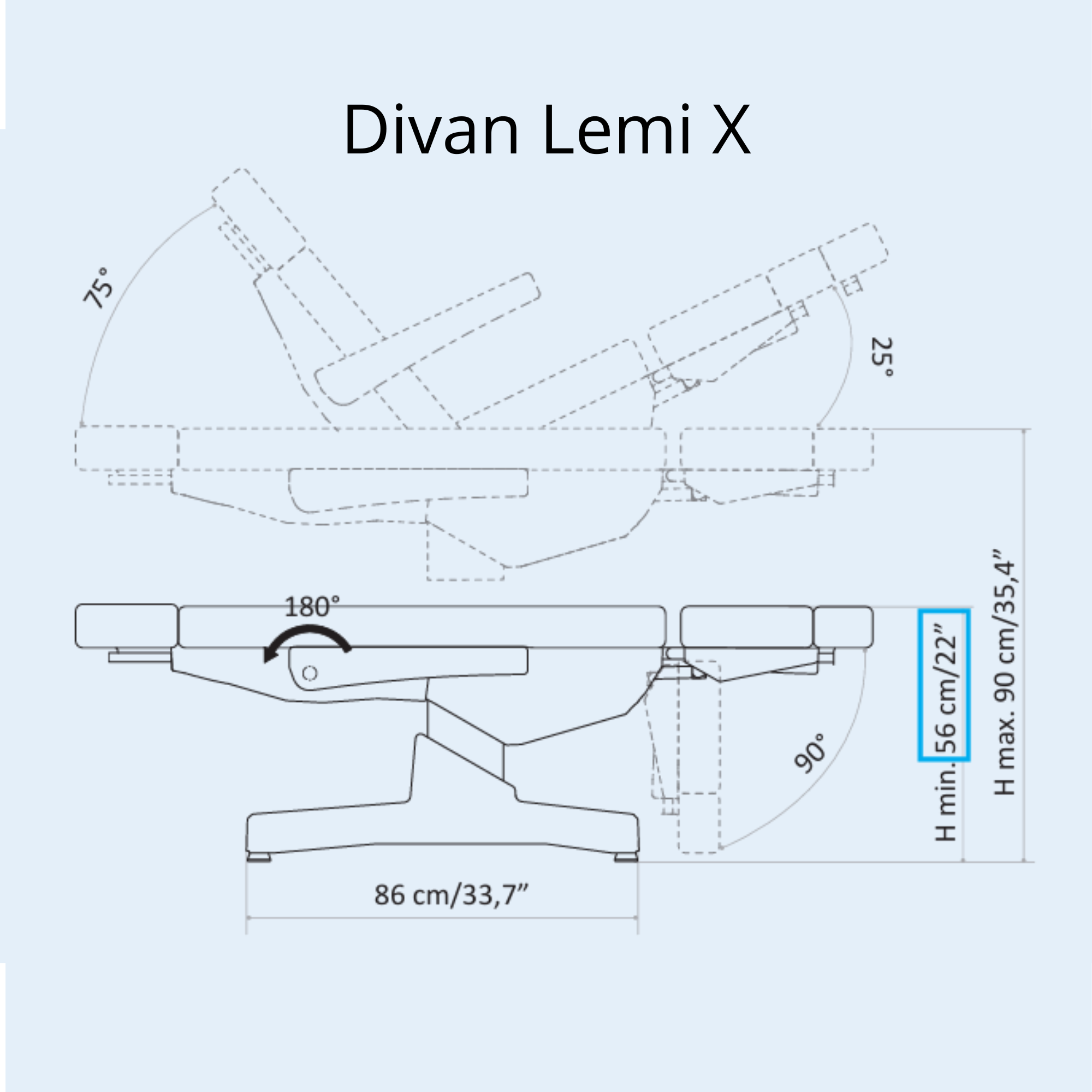 Divan d'examen électrique 4 moteurs LEMI X