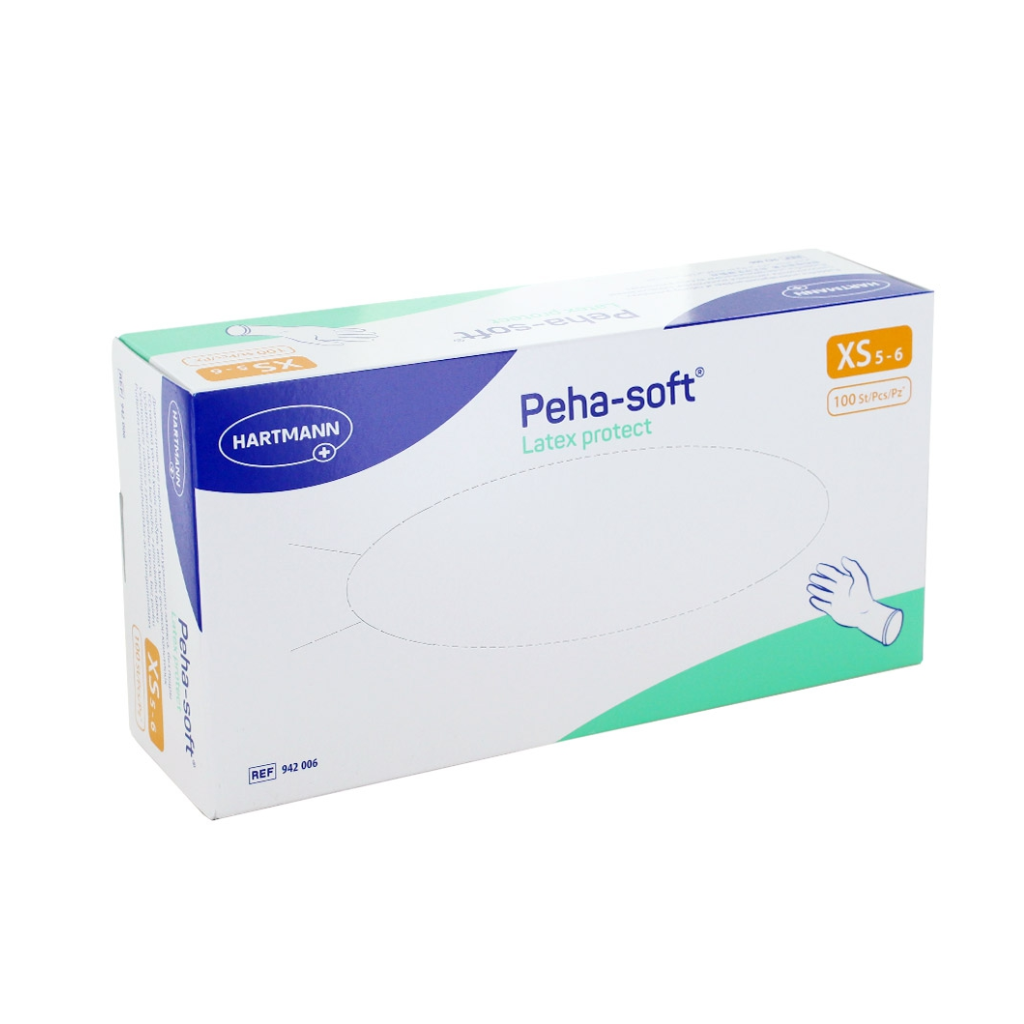 Peha Soft Protect poedervrije latex onderzoekshandschoen